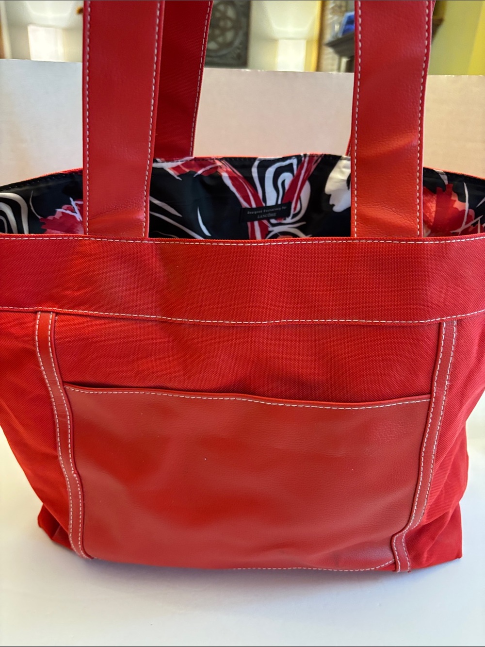 Lancôme REVERSIBLE Tote Bag RED/FLORAL